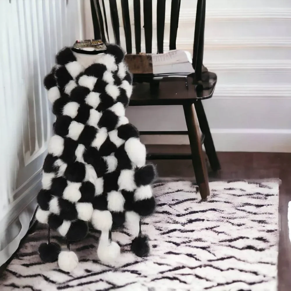 Ultra Soft Real Rex Rabbit Fur Ball Winter Wrap Scarf  - NWT